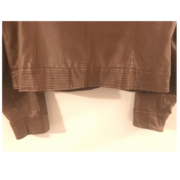 Faux Brown Leather Jacket - Picture 6 of 7